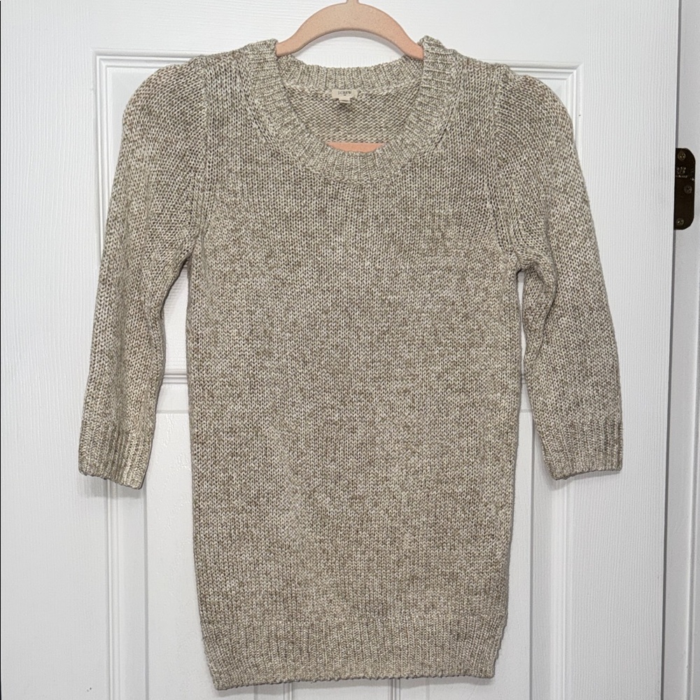 J Crew Women's Beige Quarter Sleeve Sweater